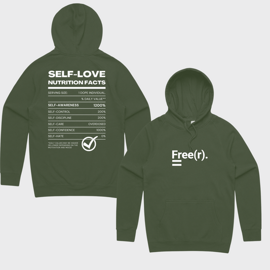"SL Nutrition Facts" Hoodie (Military Green/White)