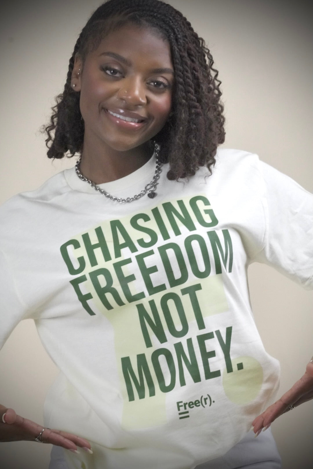"Chasing Freedom" Tee (Off-White/Green)