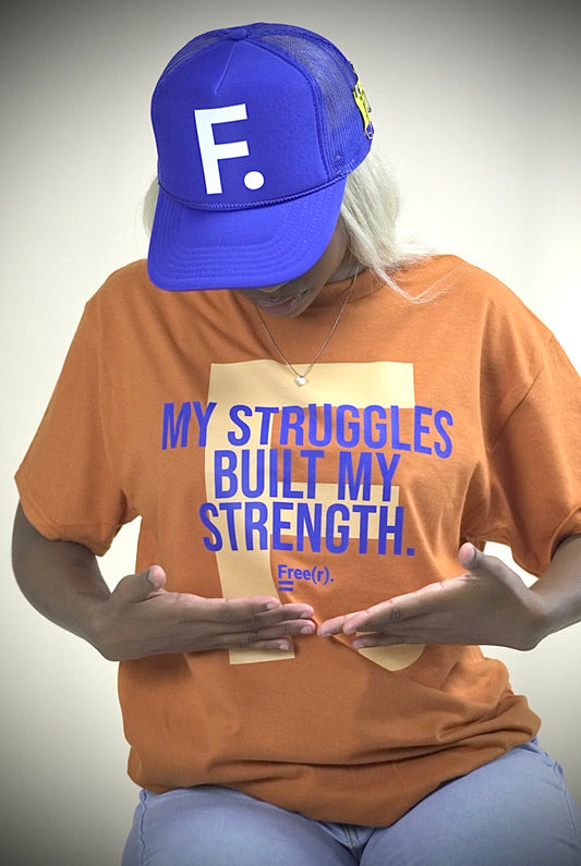 "Built My Strength" Tee (Burnt Orange/Blue)