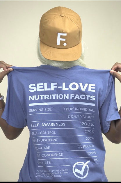 "SL Nutrition Facts" Tee (Indigo Blue/White)