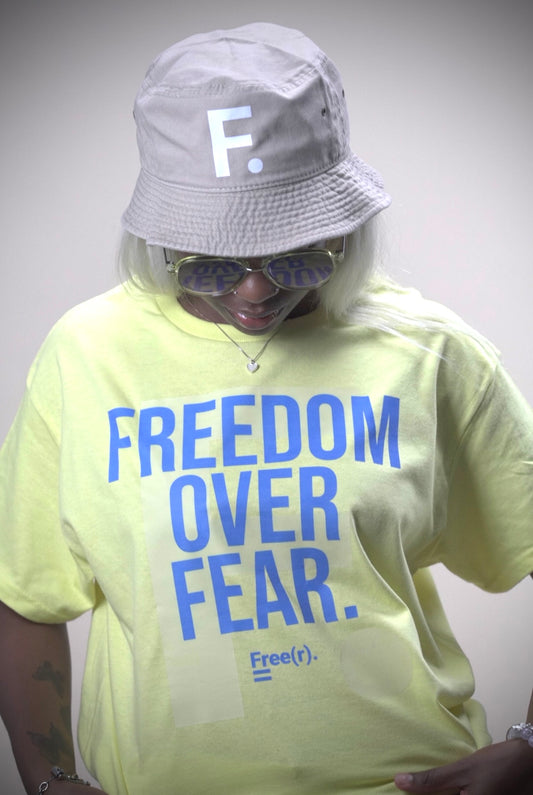 "Freedom Over Fear" Tee (Corn Silk/Carolina Blue)