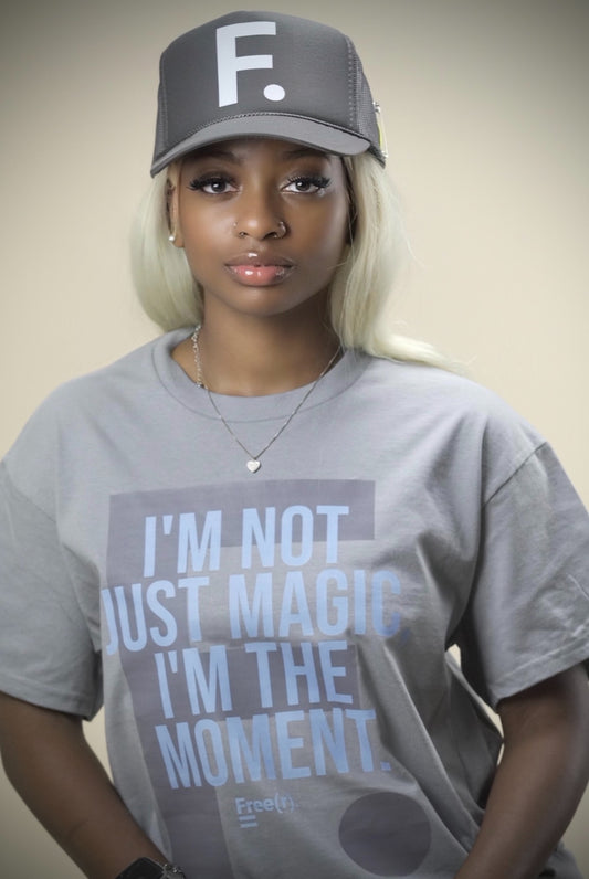 "I'm The Moment" Tee (Charcoal/Carolina Blue)