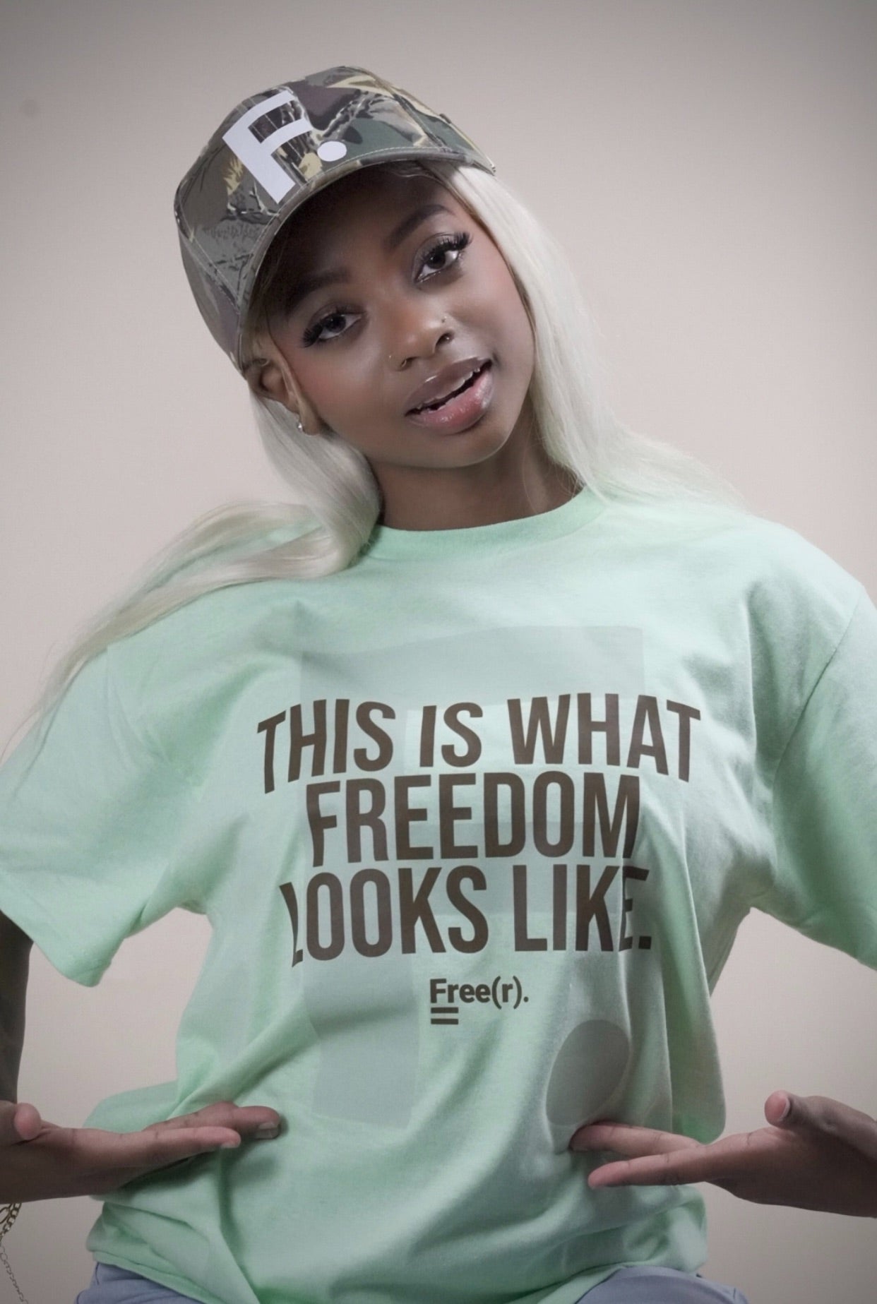 "What Freedom Looks Like" Tee (Mint/Brown)