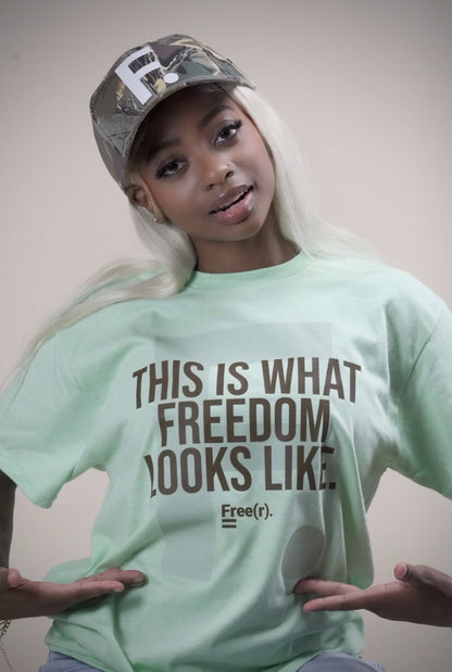 "What Freedom Looks Like" Tee (Mint/Brown)